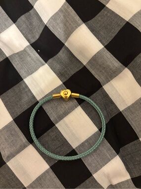 Gold Heart-Clasp Teal Braided Bracelet - Women Jewelry